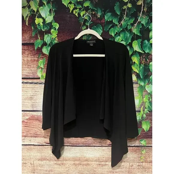 Connected Apparel 3/4 Sleeve Sweater Cardigan Black Business Casual Womens S EUC - Picture 1 of 4